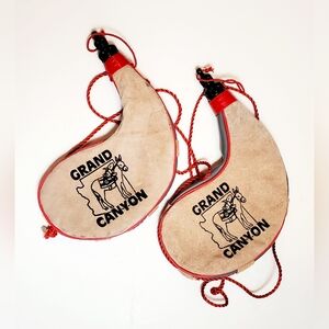 Grand Canyon Mule Rides 1 Liter Water Skin Leather And Plastic Water Bag Bundle